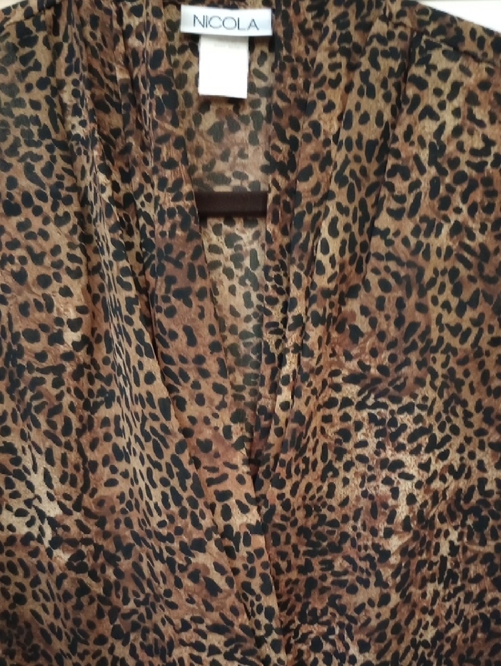 🥰3/$25 VTG NICOLA Brown Leopard Print Sleeveless V-Neck Camisole - Picture 8 of 8